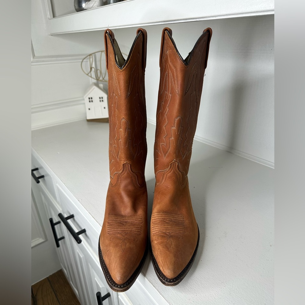 Vintage Dan Post x Marlboro Men’s 9M Cowboy Boots Made in USA | Classic Western - Picture 2 of 11